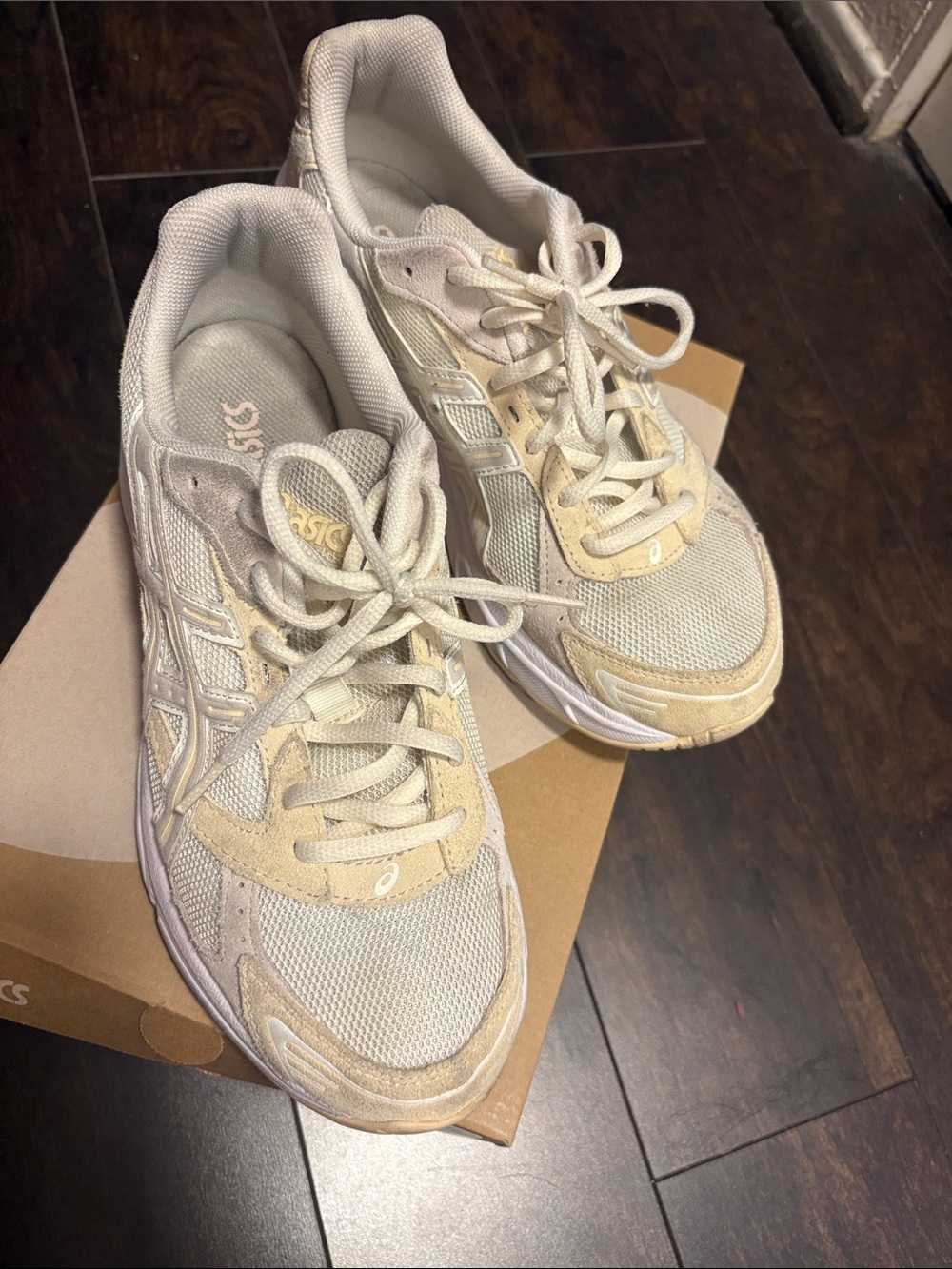 ASICS Women's Beige Cream Mesh & Suede Sneakers